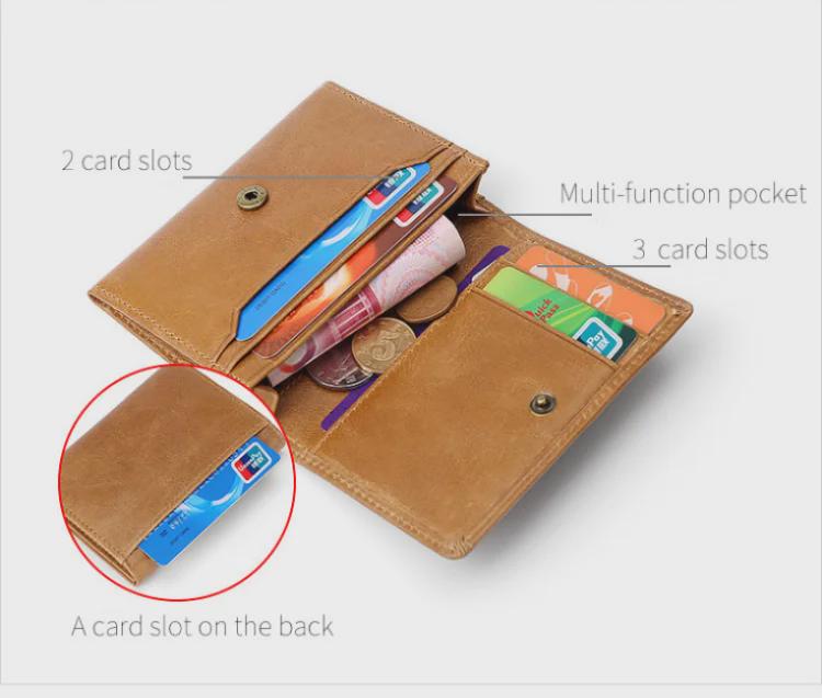 Держатель для карт из вощеной коровьей кожи с защитой от кражи RFID - многофункциональный ретро-дизайн