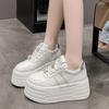 Модные 8 см Кожаные Балетки Повседневные Папины Кроссовки Массивные Кроссовки Женская Платформа Спортивная Обувь Женская Обувь для Скейтборда Скрытые Каблуки Обувь Теннис