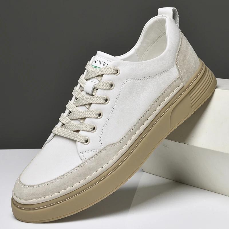 Кроссовки Homme Мужские повседневные туфли на шнуровке Прочные удобные туфли на плоской подошве Дышащие высококачественные вулканизированные туфли Легкие мужские белые туфли