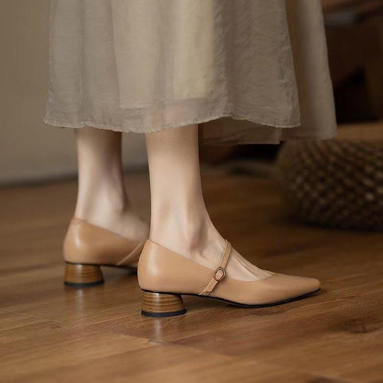 Женская обувь Туфли Мэри Джейн с острым носком и квадратным каблуком Scarpe Donna Con Tacco Туфли Лолита Туфли-лодочки Женская обувь Zapatos