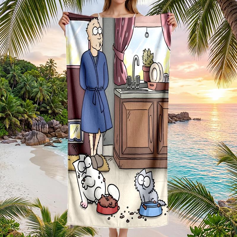 Simon'S Cat Fashion Beach Towel: Ideal for Summer Adventures Soft, absorbent and quick drying suitable for swimming and bathing