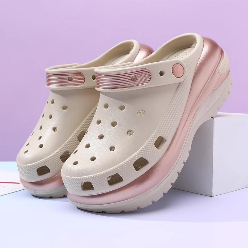 Туфли-сабо на толстой платформе, женские, с толстой подошвой, нескользящие, пляжные, летние, модные, сандалии из ЭВА, тапочки