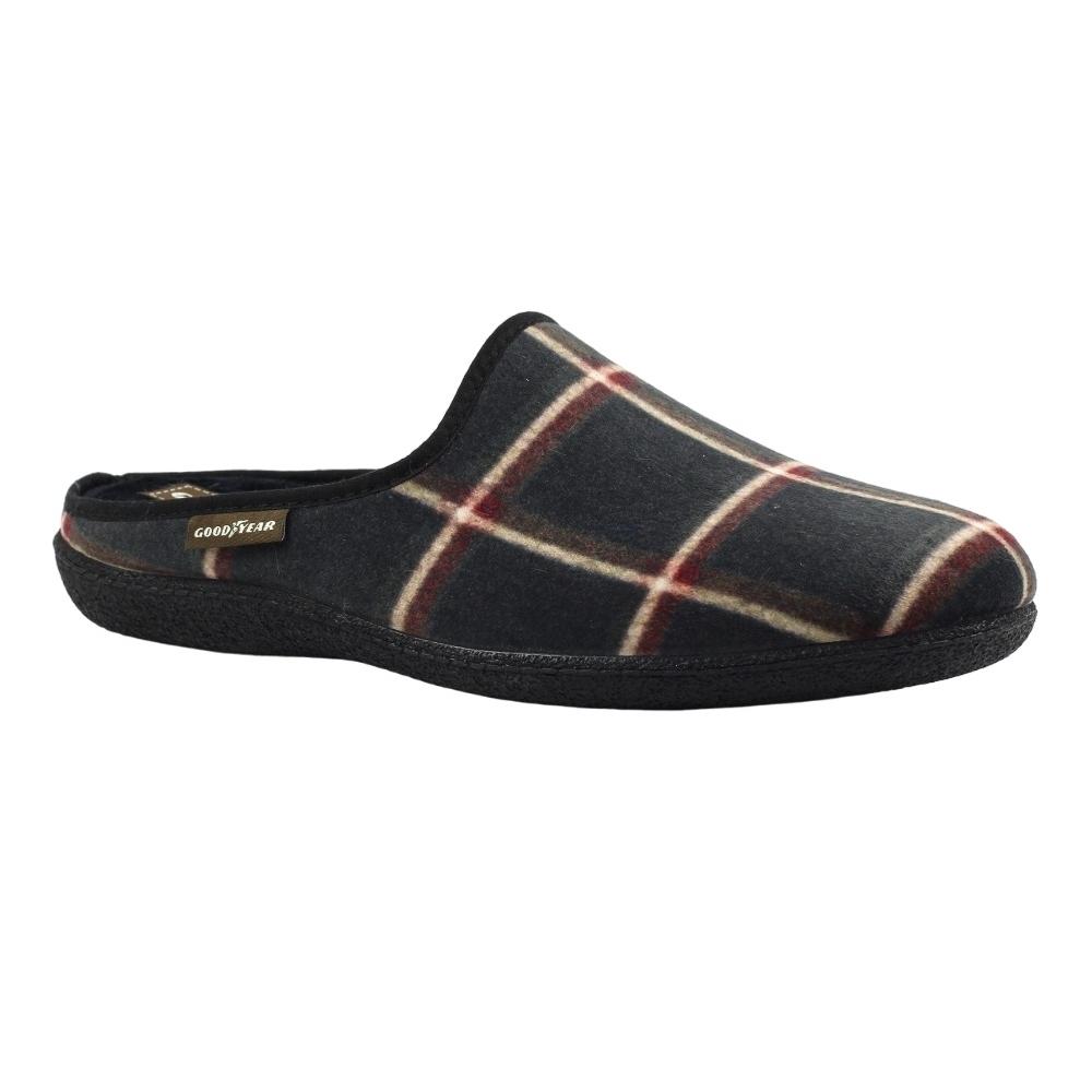 Goodyear Mens Checkmate Checked Mule Slippers