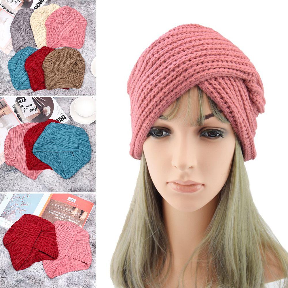 Warm Solid Center Cross Knot Bandanas Hair Scarfs Knitting Turban Cap Turban Headband