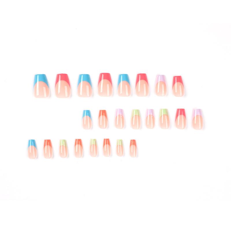 Wearable French Nail Tips: Five Color Finished Manicure Stickers Set