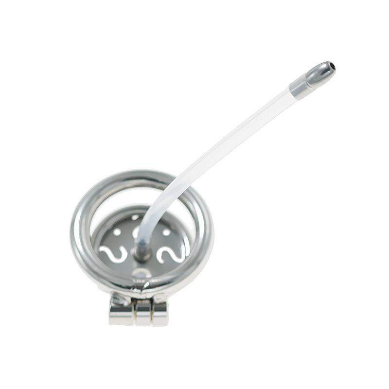 Новый замок целомудрия из нержавеющей стали плоская пластина S полая с тонким 5 мм катетером устройство целомудрия клетка для пениса секс-инструмент