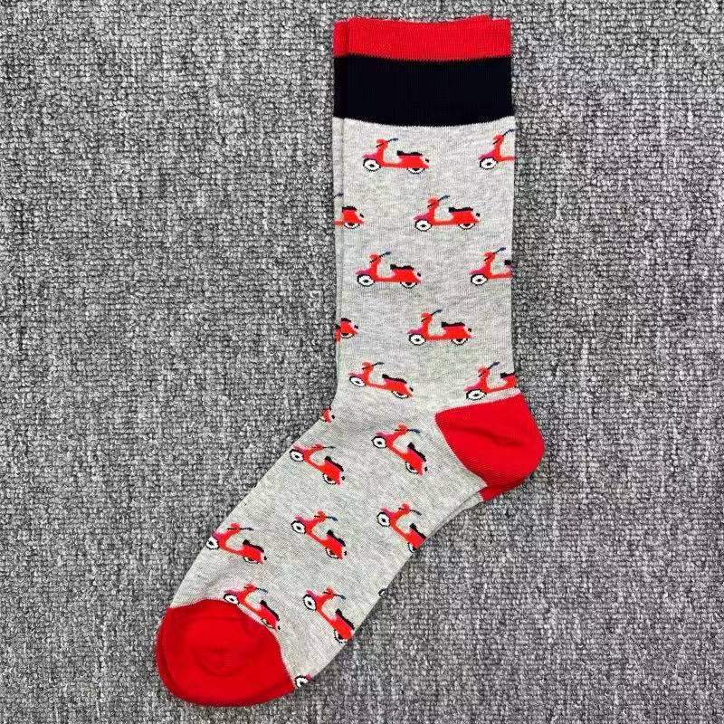 Happy Socks Men's Colorful Cartoon Astronaut Planet Floral Mid-Calf Socks, Large Size - Trendy Swedish Brand.