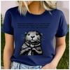 100% Polyester Cute Otter Image Fashion Creative Trend Pattern round Neck Short Sleeve Casual Sports T-Shirt
