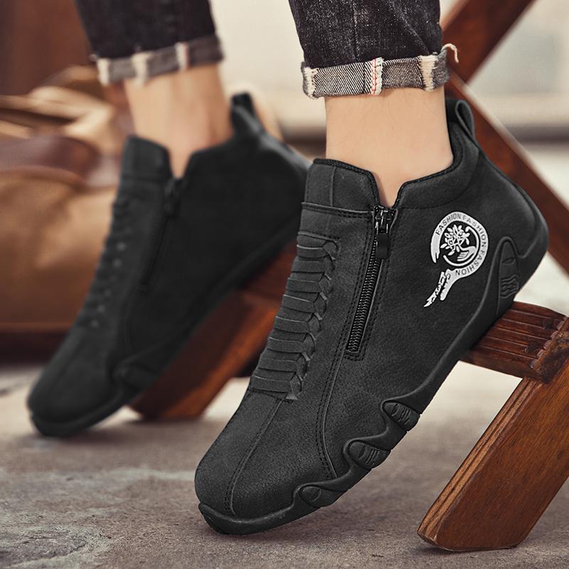 Сплошные мужские туфли для вождения, весна и осень, новый стиль, дышащая мужская обувь в горошек, кроссовки, деловая обувь, рабочая обувь, зимняя мужская обувь