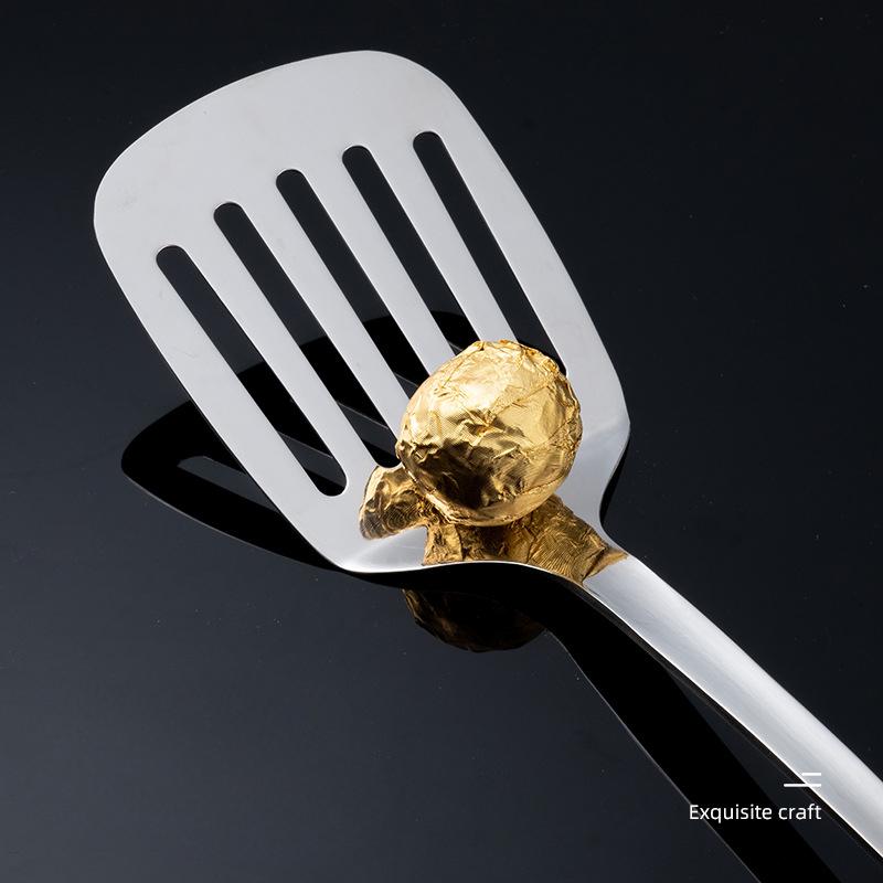 HANYANG Stainless Steel Stir-fry Spatula Kitchen Supplies Kitchen Utensils Spatula Fondue Pot Large Leaky Spoon Home Thickening Large Soup Spoon