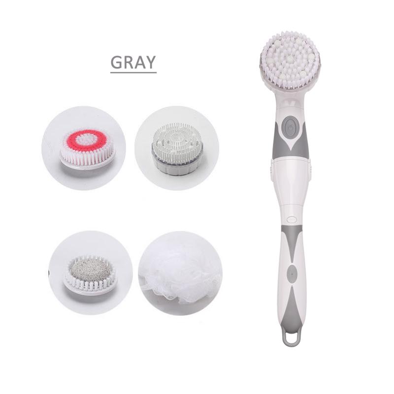 NEW 4-In-1 Electric Bath Brush Long Handle Waterproof Body Cleansing Brush Massage Home Shower Clean Spa System Health Care