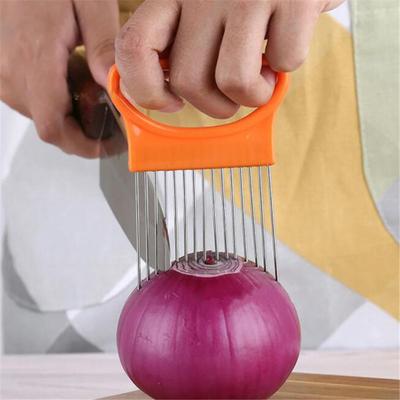 Игла для лука из нержавеющей стали, вилка, игла для мяса, овощерезка, томатный резак, держатель для резки, кухонные принадлежности, инструмент