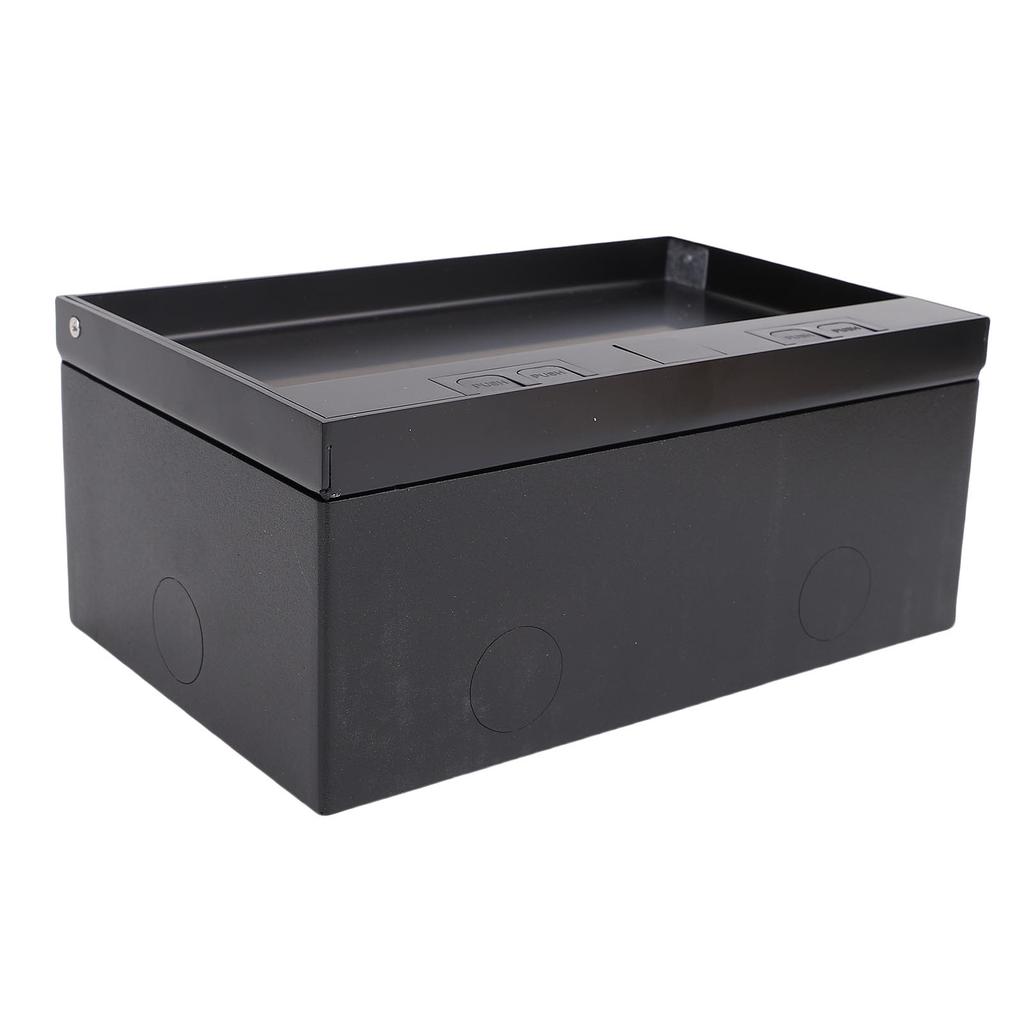 Recessed Floor Outlet Box Water Proof Stainless Steel Flat Socket Kit 4KW with 2 Two Prong 2 USB Port for Marble Black