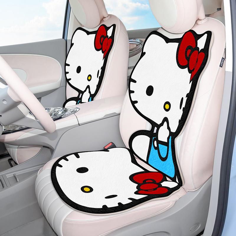 Hello Kitty Универсальная Короткошерстная Плюшевая Подушка для Автомобиля Мультяшная 3D Формы Зимняя Накидка на Пять Сидений Мягкая Подушка для Декора Салона Автомобиля