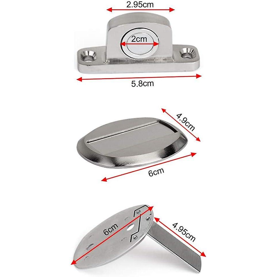 Strong Magnetic Metal Door Stopper Heavy Duty Door Stopper with 3M Floor Mounted Conceal Self Adhesive Screws, 2 Piece, Silver less