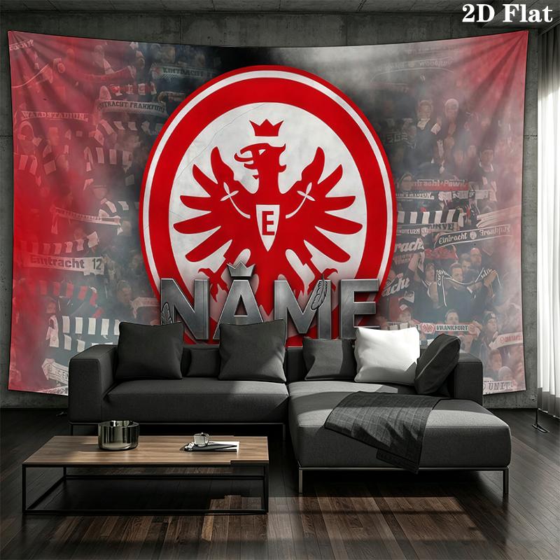 Custom Name,Eintracht Frankfurt Wall tapestry, aesthetic printed fabric blanket, suitable for bedroom, living room, and home decor.