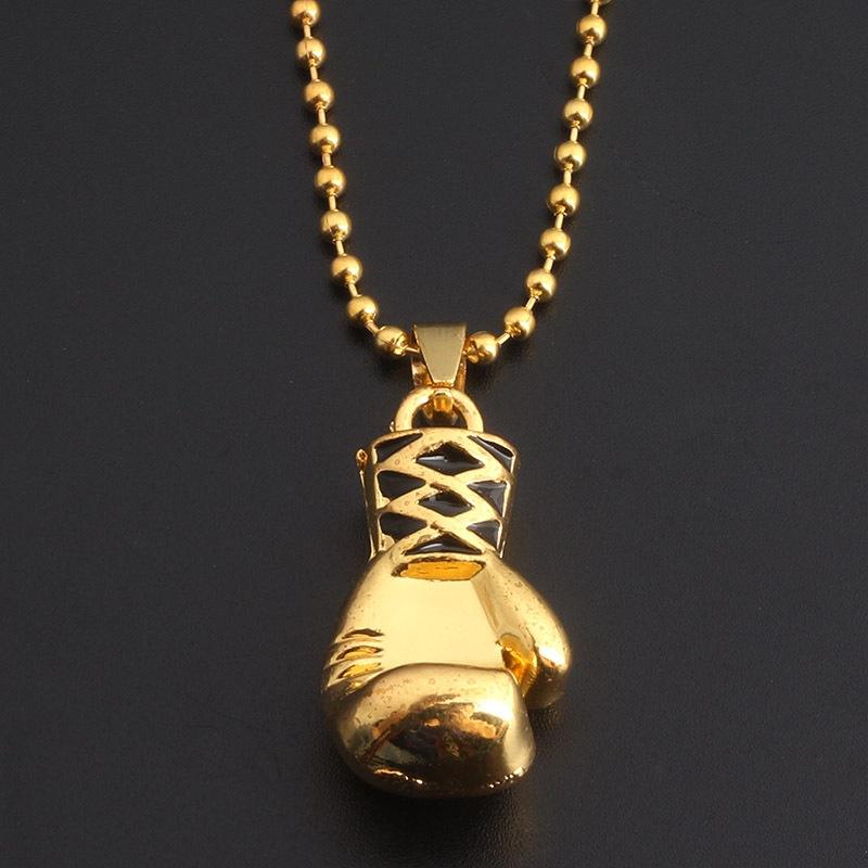 Punk Style Stainless Steel Gold Color Silver Fitness Boxing Glove Fists Pendant Necklace