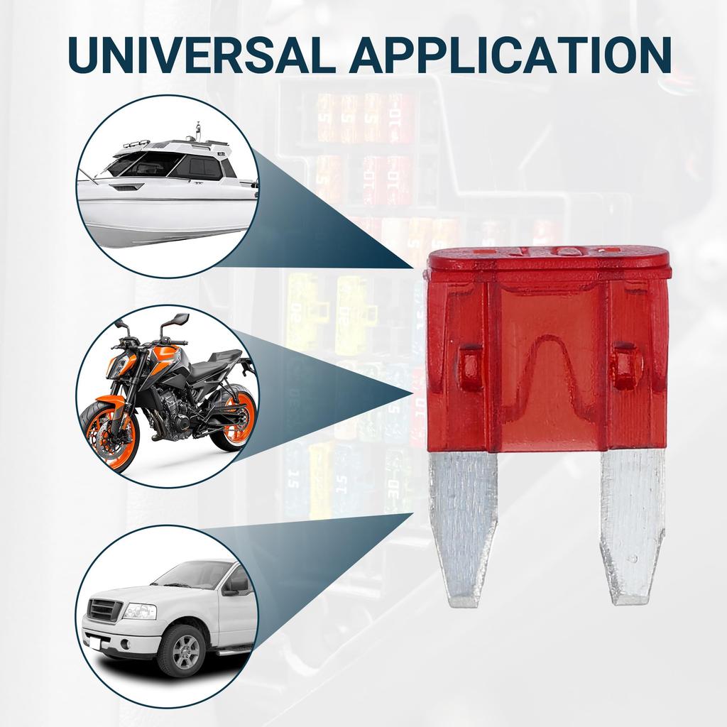 uxcell Автомобильный предохранитель Тип предохранителя 10А Мини-предохранитель Прочный Защита от короткого замыкания Красный 20 шт.