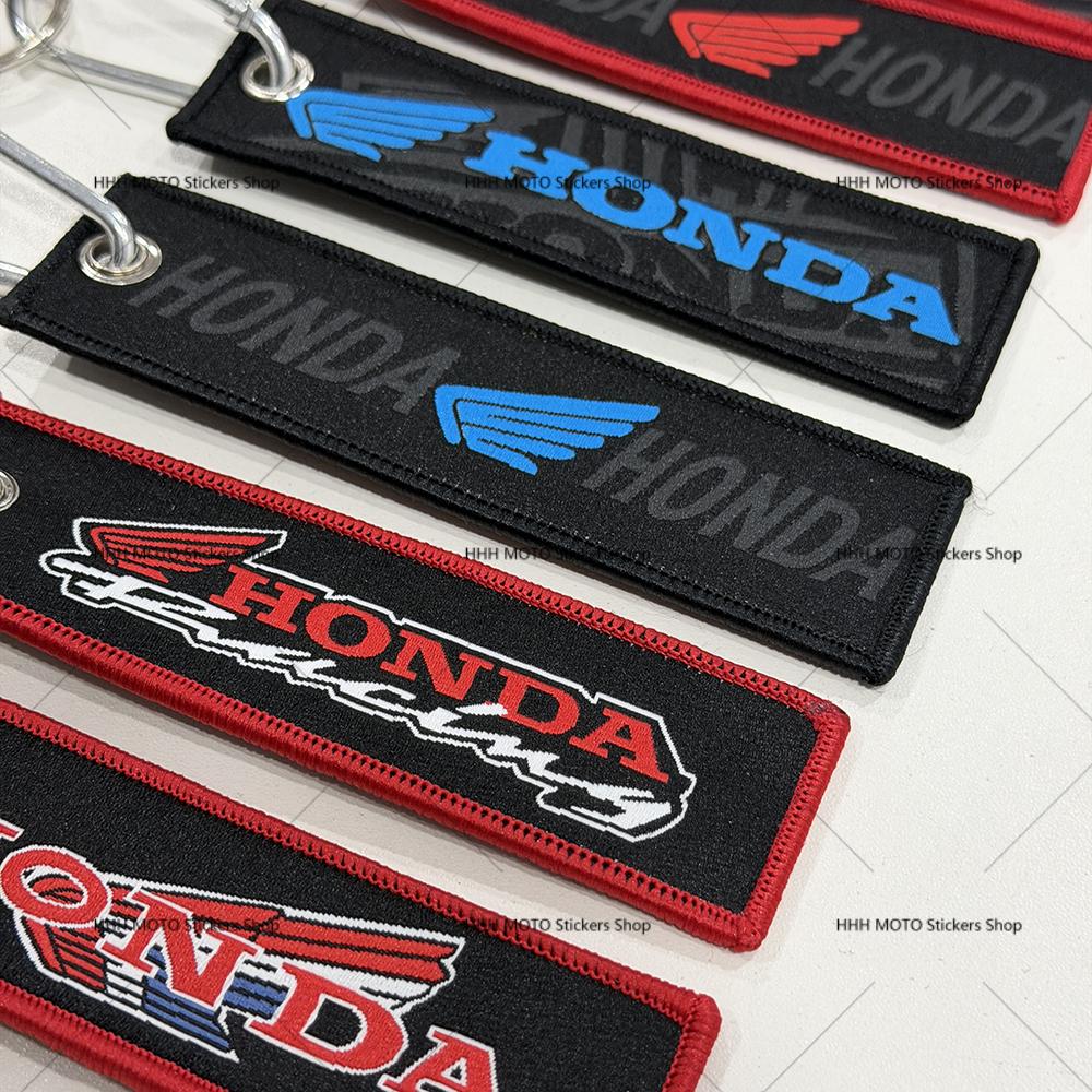 YNEPB1 Embroidery Wings Car Keychain for Honda Cars & Motorcycles Double Sided Key Fob Holder Jewelry