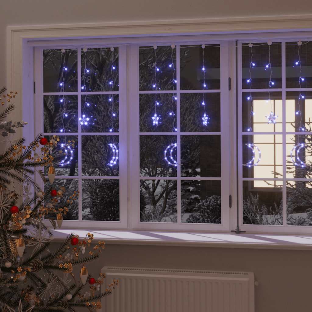 Star and Moon String Lights with Remote Control 138 LEDs Blue