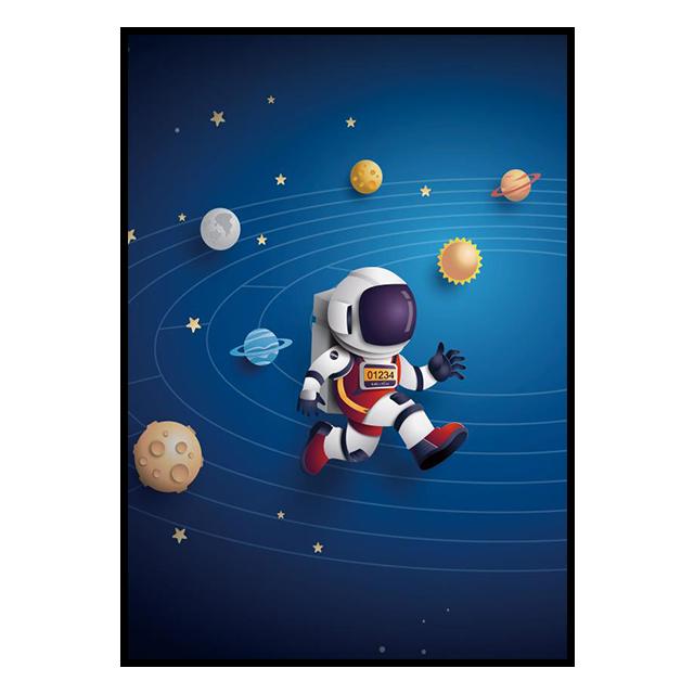 Outer Space Astronaut Cartoon Picture Poster Canvas Painting Kids Room Prints and Decoration Mural for Modern Home Decor No Frame