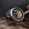 Fashion Vintage Nordic Viking Wolf Ring for Men Stainless Steel Ice Wolf House Stark Winterfell Animal Rings Punk Jewelry Gifts