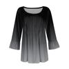 Women's 3/4 Bell Sleeve Tops O-Neck Summer Pleated Shirts Trendy Dressy Casual Loose Fit Tunic Blouses