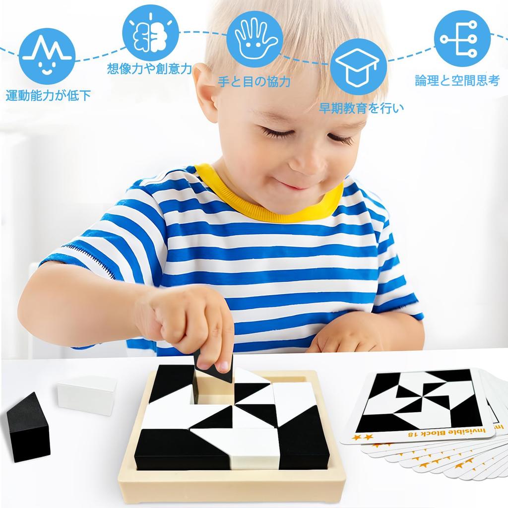 Bornoon Educational Brain Hidden Block Spatial Hide Building Observation Thinking Gift for Elderly People Toy, Toy, Training, Puzzle, Wooden,