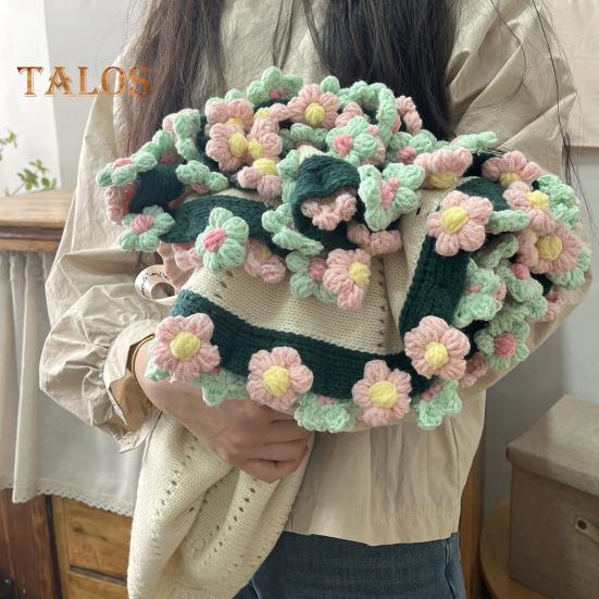 Вязаный крючком букет ромашек Вязаный крючком букет Одеяло ручной работы Цветы Плед для домашнего дивана Кровати Дивана Декор