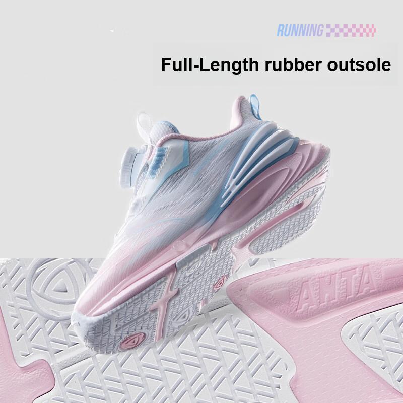 Anta Кроссовки для бега Kids Fly Knight 7.0, удобные, нескользящие, прочные, с низким верхом, детские, белые, розовые 322439961-1