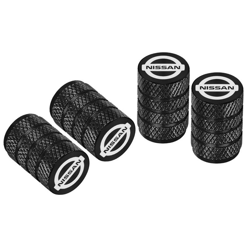 4Pcs/Set Tire Valve Caps, Premium Metal Rubber Seal Tire Valve Stem Cap fit for Nissan X-trail Qashqai Note Juke Sentra Patrol