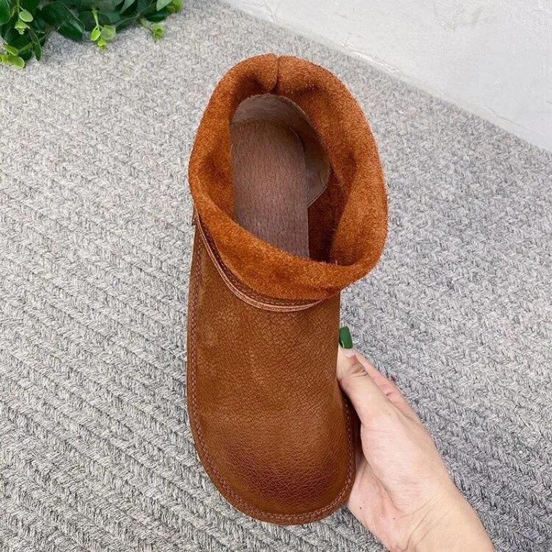 Винтажные короткие сапоги ручной работы из натуральной кожи, однотонные универсальные женские ботинки из мягкой воловьей кожи на плоской подошве