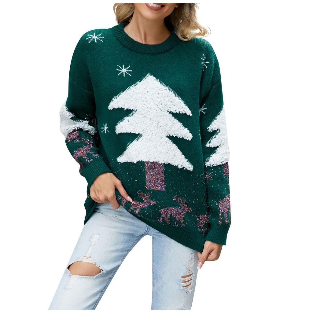 Women's Autumn And Winter Pullover Christmas Tree Holiday Sweater