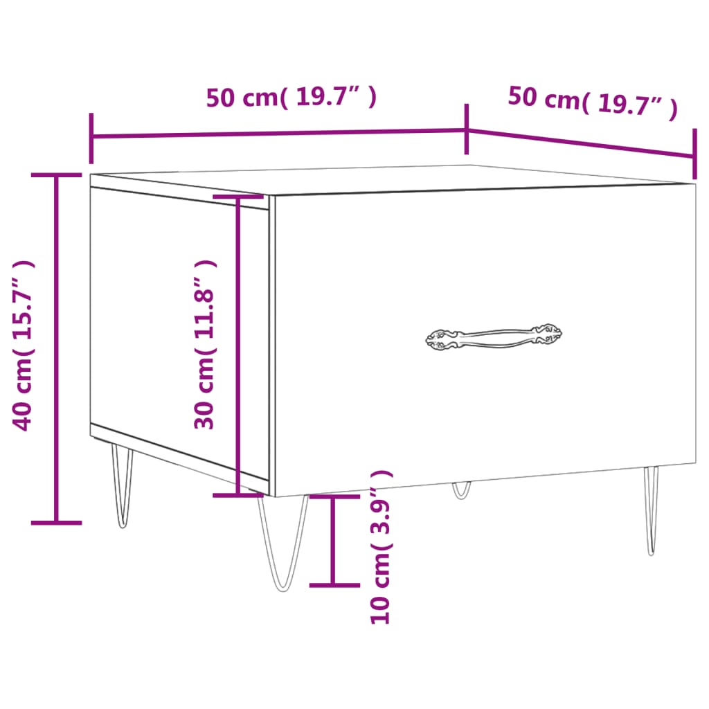 Coffee Tables 2 pcs Black 50x50x40 cm Engineered Wood