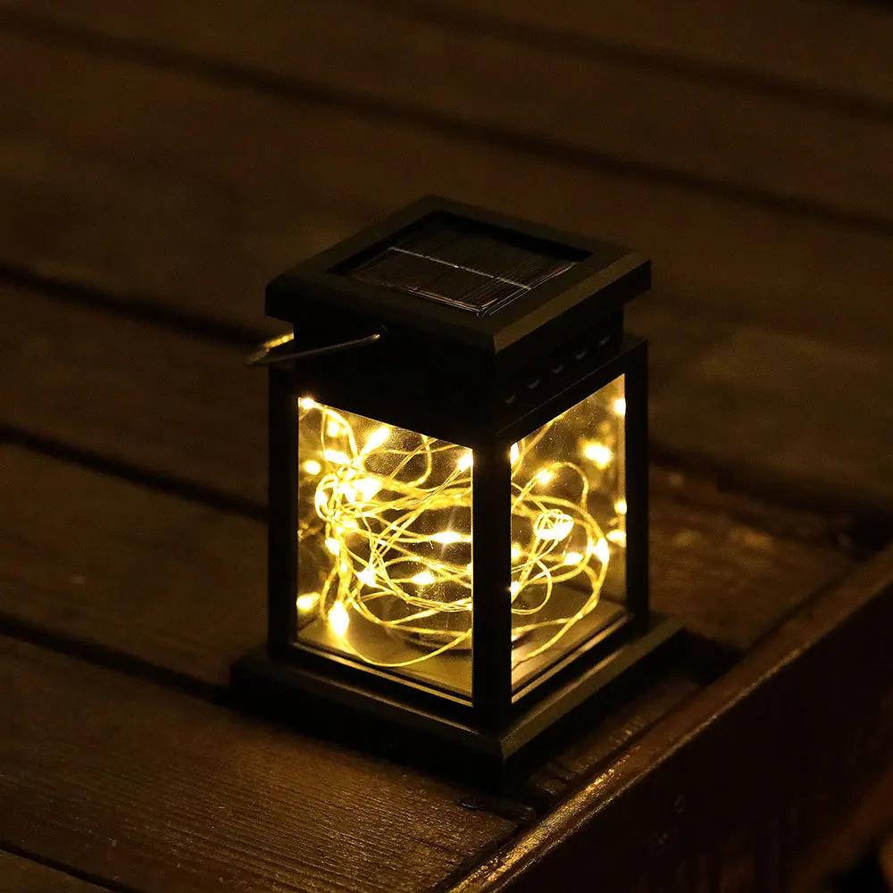 Solar Light Outdoor Garden Flickering Candle Lantern Lamp Solar Powered Hanging LED String Lights  for Patio Garden Decoration