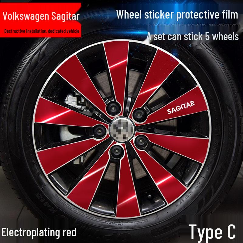 Volkswagen Sagitar Wheel Hub Stickers: Electroplating Color Change, Warning, Scratch Protection
