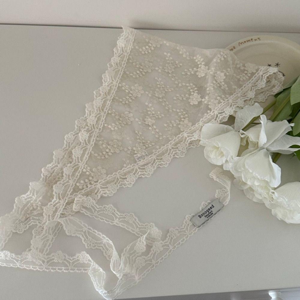 Floral Printed Lace Triangle Scarf Embroidered Embroidered Flower Scarves Butt Curtain  Party