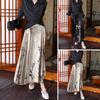 Maxi Skirt High Waist Bird Vintage Skirt Elegant Flower Skirt Print Hanfu Pleated Lace-up