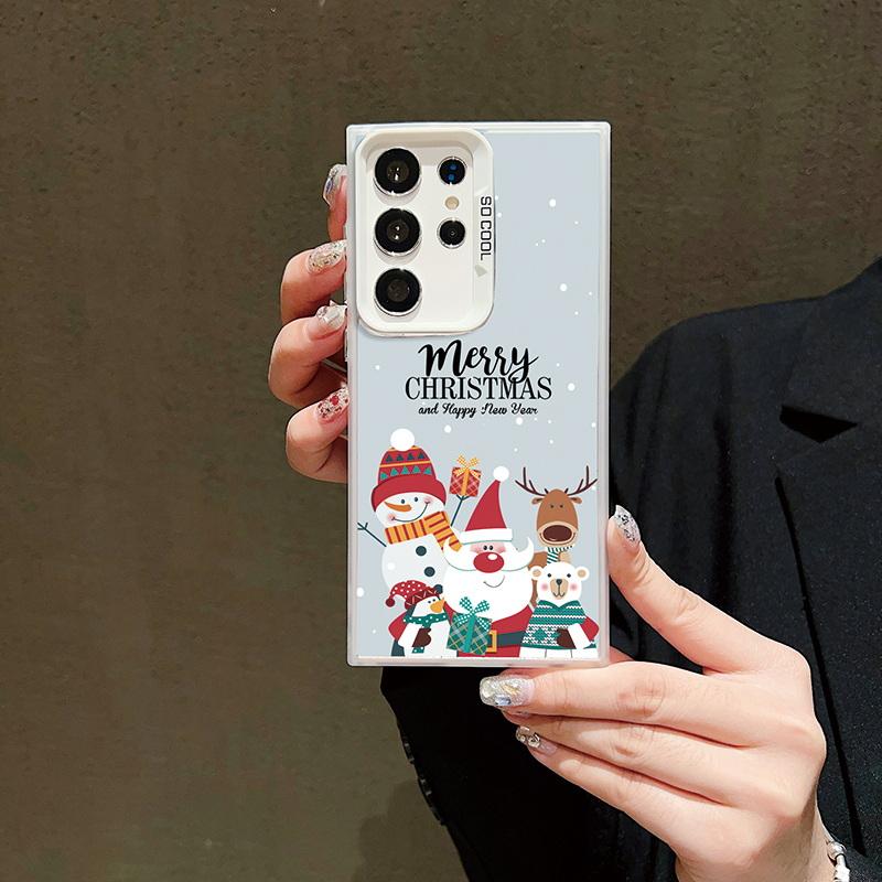 Рождественский лазерный чехол для телефона с астронавтом для iPhone 15 14 Pro Max 13 12 11 Samsung S23 S22 Ultra A54 A53 Противоударный задний чехол с рисунком оленя и Санта-Клауса