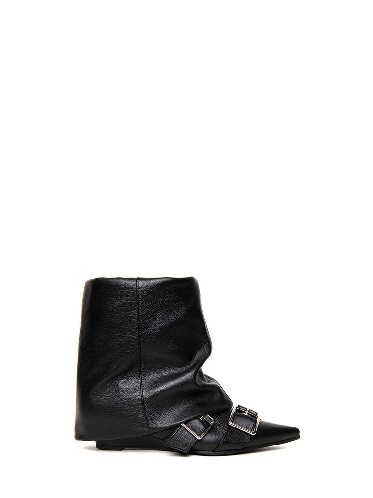 Three To Eighty Buckle Kitten Heel Boots Black