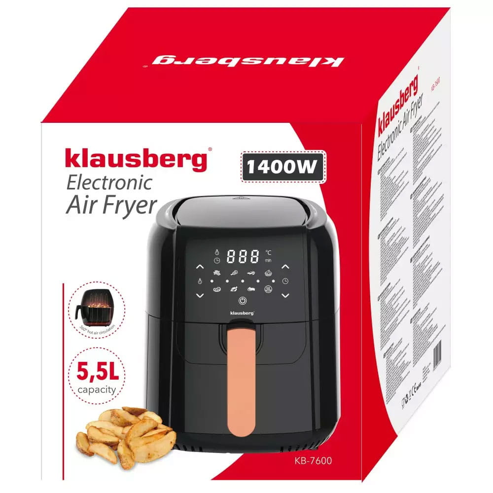 Безмасляная аэрофритюрница 5.5л 1400Вт KLAUSBERG Air Fryer KB-7600
