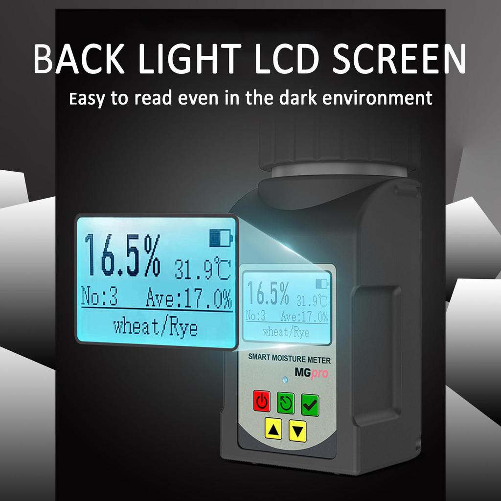 HOLDPEAK 5-in-1 Portable Grain Moisture Meter, 25 Grains,Smart Humidity Tester for Wheat Bean Peanut Moisture Detector, MG-Pro