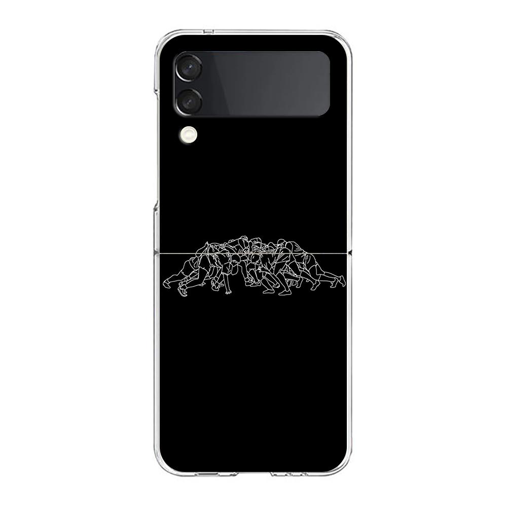 Phone Case For Samsung Galaxy Z Flip 3 4 5 Hard Folding Clear PC Bumper Rugby Ball For Samsung Z Flip 6 Cover