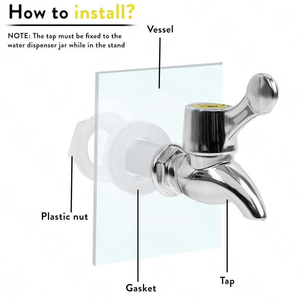 Стеклянный диспенсер для воды на 4 литра с подставкой - Герметичная крышка Стеклянный кувшин для детокс-воды - Настольный диспенсер для сока, воды с фруктами, пива