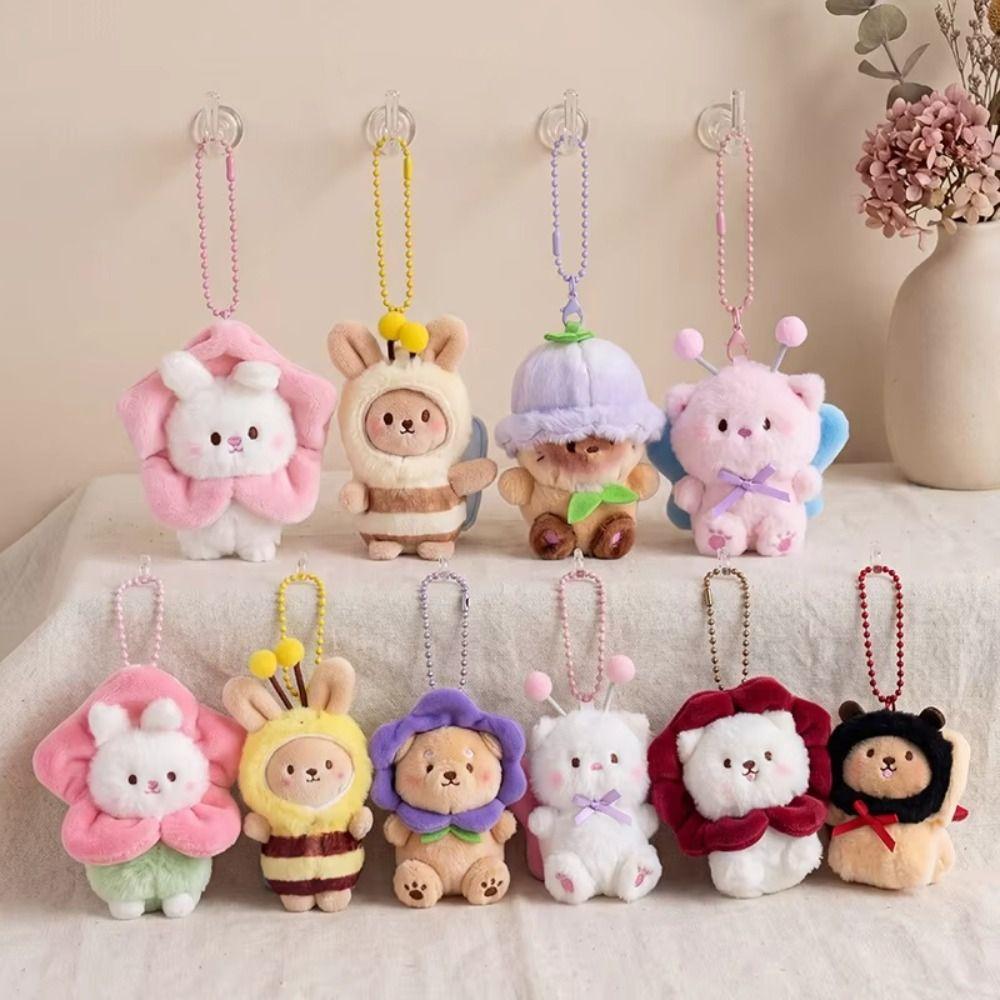 Bag Charms Magnetic Couple Pendant Bee Rabbit Plush Keychains Flower Fairy Keychains Backpack