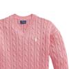 Polo Ralph Lauren Вязаный с косами Хлопковый свитер с V-образным вырезом и вышитой лошадкой Детский свитер 313A11238-003