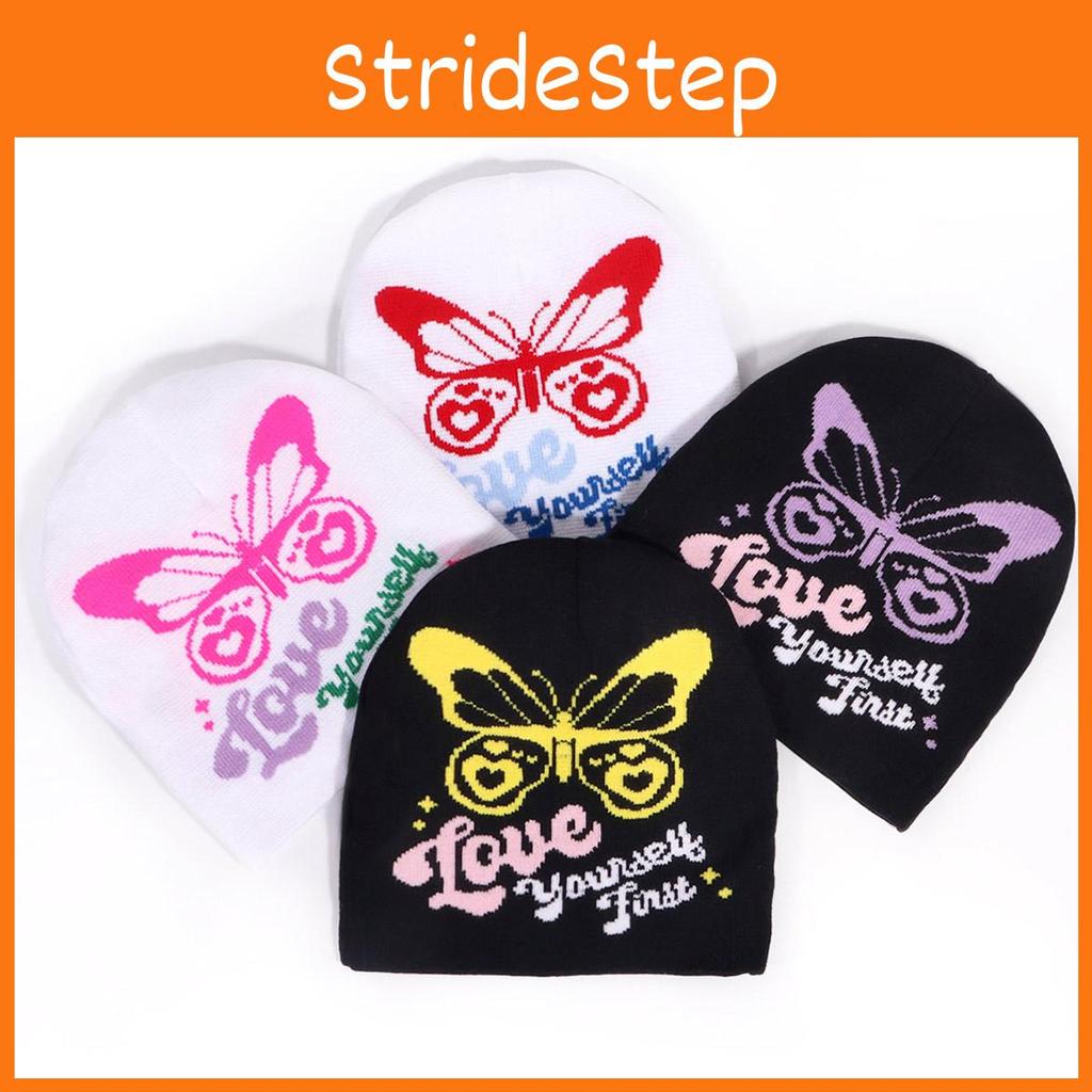 Butterfly Pattern Knit Hat For Women Men Warm Beanie Winter Autumn Street Style