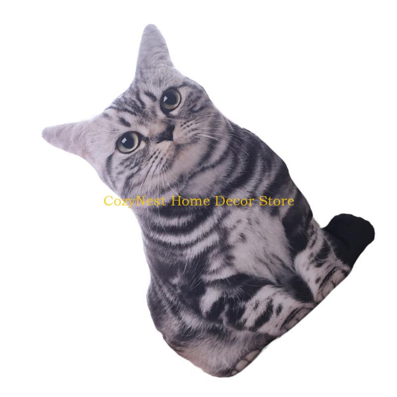 92MF Creative Simulation Cat Pillow 3D Cat Cushion Animal Doll Photography Wedding Setting Props 3D Animal Print Pillow