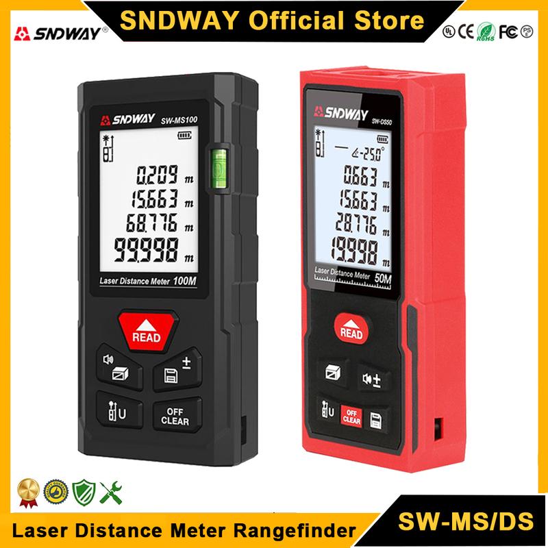 SNDWAY Laser Distance Meter Digital Rangefinder with Distance Area Volume Self-calibration Professional Laser Tape Measure Meter