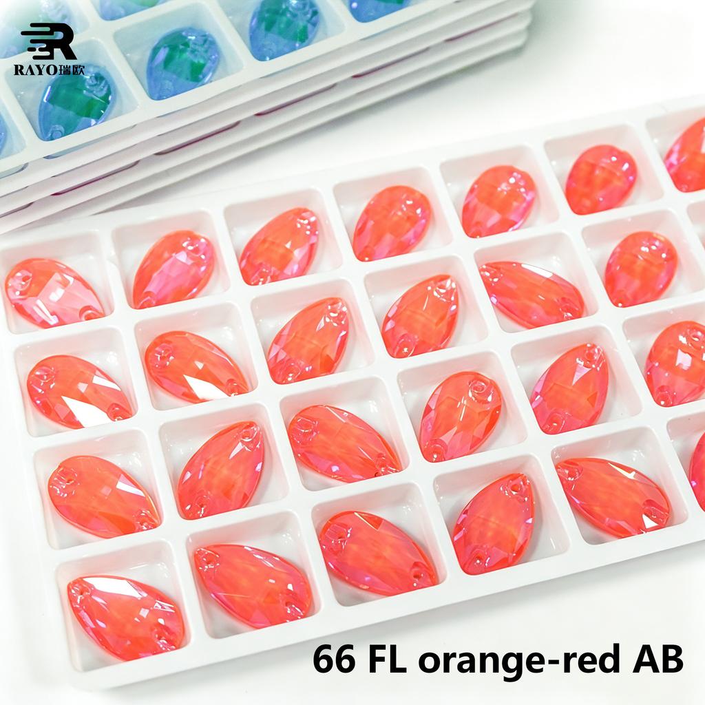 Rayo K9 Quality Drop Neon Glass Crystal AB Sewing Stones Flatback Sew on Rhinestones for Garment Clothes Bags Wedding Dresses